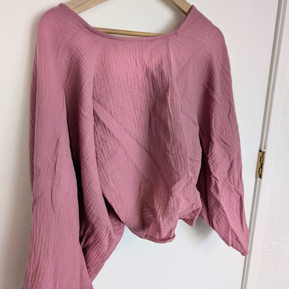 NWT Commense Mauve Tie-Front Blouse Crop Top In the Front - Picture 7 of 7